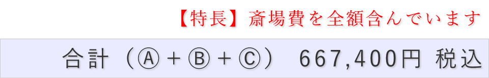 家族葬（料理・返礼品なし）プランの葬儀費用合計