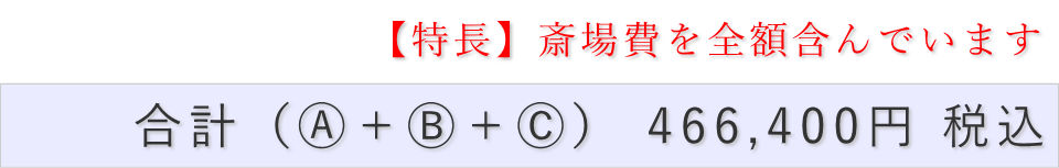 家族葬（料理・返礼品なし）プランの葬儀費用合計