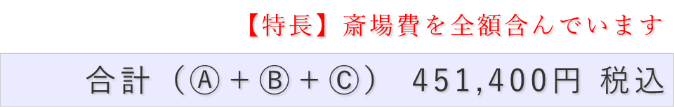 家族葬（料理・返礼品なし）プランの葬儀費用合計