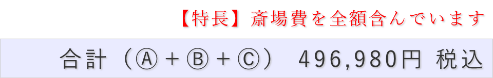 家族葬（料理・返礼品なし）プランの葬儀費用合計